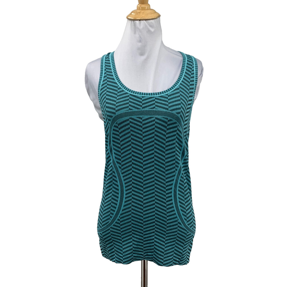Lululemon Tank Top Womens 6 Capri Black Run Swiftly Tech Racerback Chevron Motif